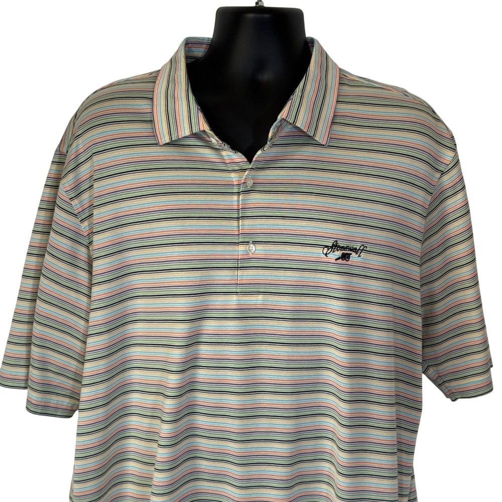 Fairway & Greene Men's XL Pureformance Striped Polo Shirt Stonewall Cannon Logo